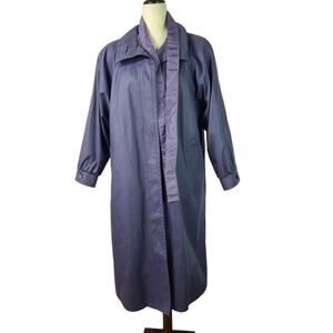 London Fog Purple Zip Out Flannel Liner Vintage USA Full Rain Over Coat 6 P NEW